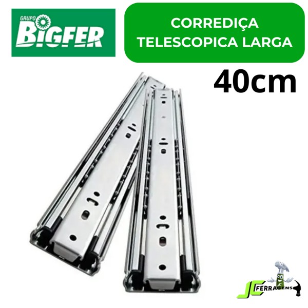 CORREDICA TELESCOPICA LARGA BIGFER - TAMANHO: 40CM