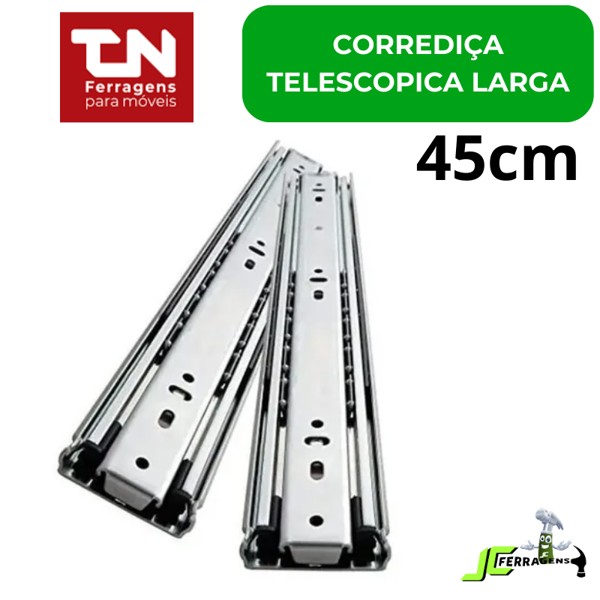 CORREDICA TELESCOPICA LARGA REFORCADA TN 45CM VERMELHA - 545TN0770045000