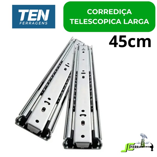 CORREDICA TELESCOPICA LARGA TEN - TAMANHO: 45CM