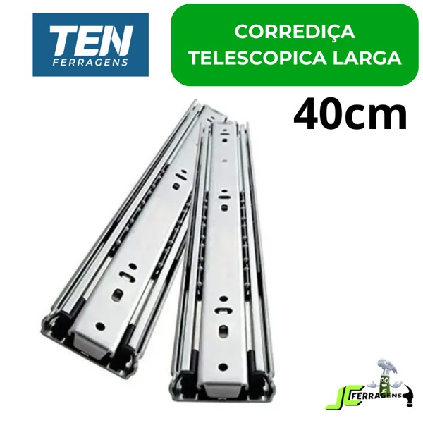 CORREDICA TELESCOPICA LARGA TEN - TAMANHO: 40CM