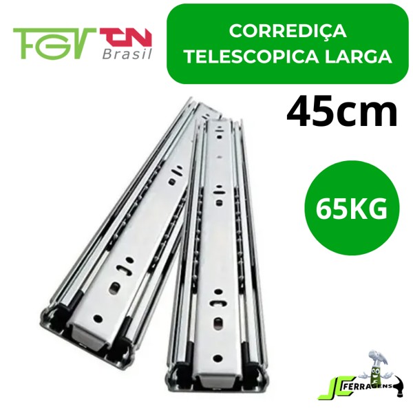 CORREDICA TELESCOPICA LARGA FGVTN REFORCADA 65KG - TAMANHO: 45CM