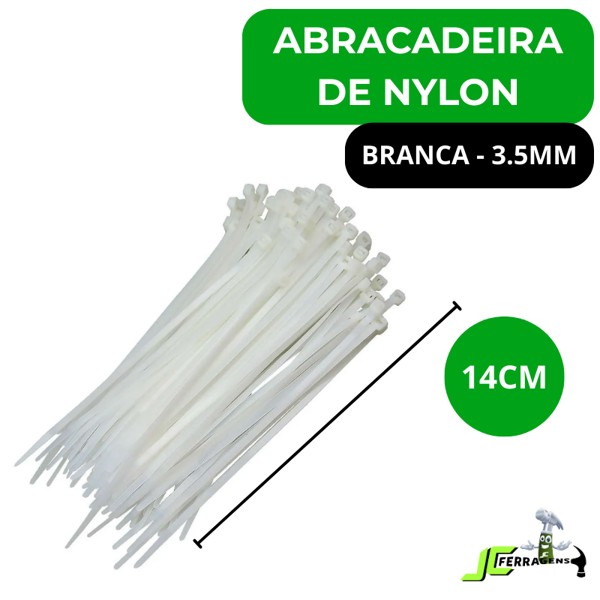 ABRACADEIRA NYLON BRANCA FERTAK - 140X3,5MM COM 100