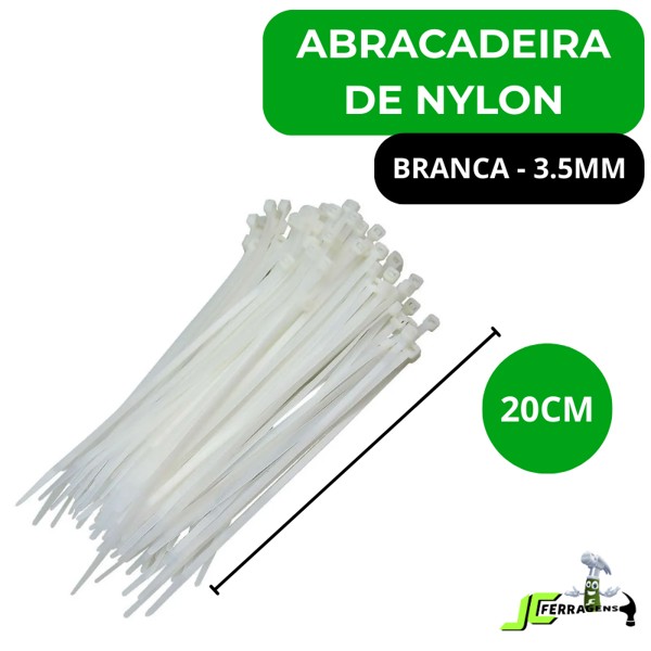 ABRACADEIRA NYLON BRANCA FOXLUX - 200X3,5MM COM 100