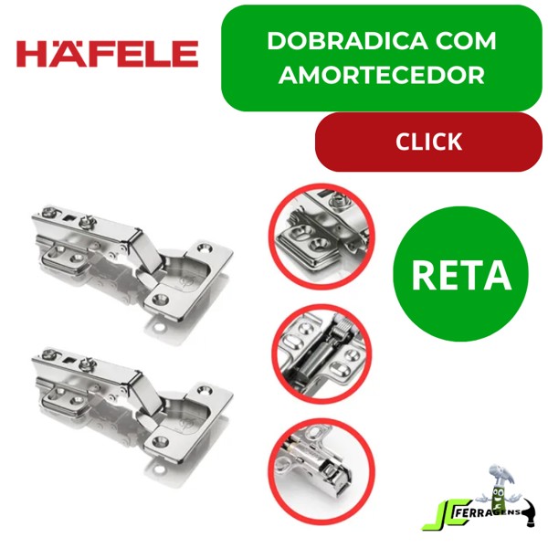 DOBRADICA CLICK 105º HAFELE - RETA AMORTECEDOR SEM CALCO - 315.00.750