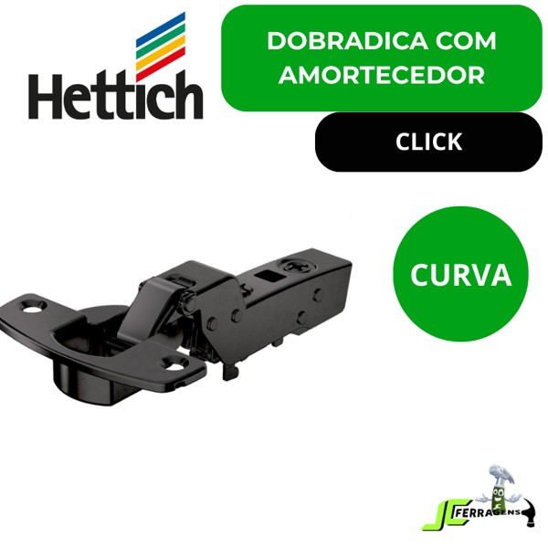 DOBRADICA CLICK 110° HETTICH - BLACK CURVA AMORTECEDOR SEM CALCO