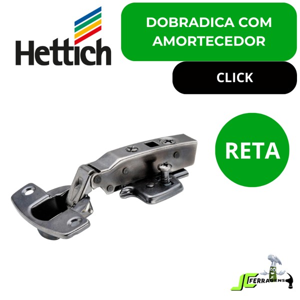 DOBRADICA CLICK 110° HETTICH - BLACK RETA AMORTECEDOR SEM CALCO