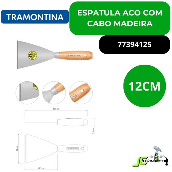 ESPATULA ACO TRAMONTINA CABO MADEIRA 12CM - 77394125
