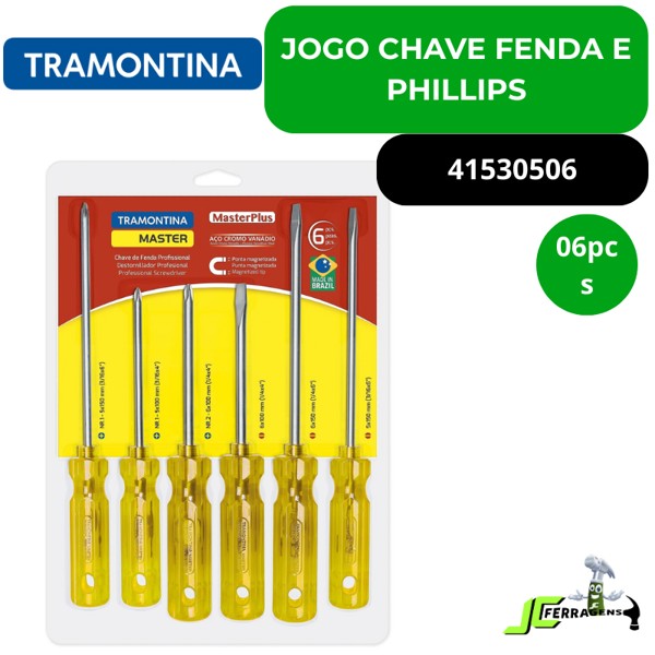 JOGO DE 06PCS COM CHAVE FENDA E PHILLIPS TRAMONTINA - 41530506
