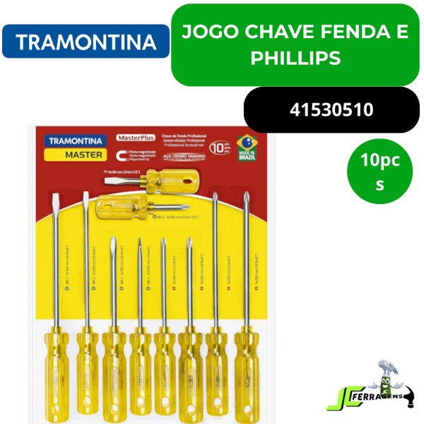 JOGO DE 10PCS COM CHAVE FENDA E PHILLIPS TRAMONTINA - 41530510