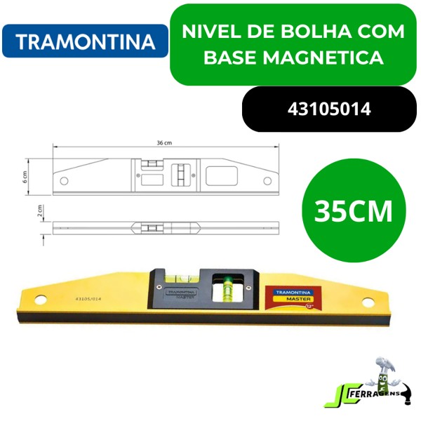 NIVEL TRAMONTINA 02 BOLHAS BASE MAGNETICA COM 14" 35CM - 43105014
