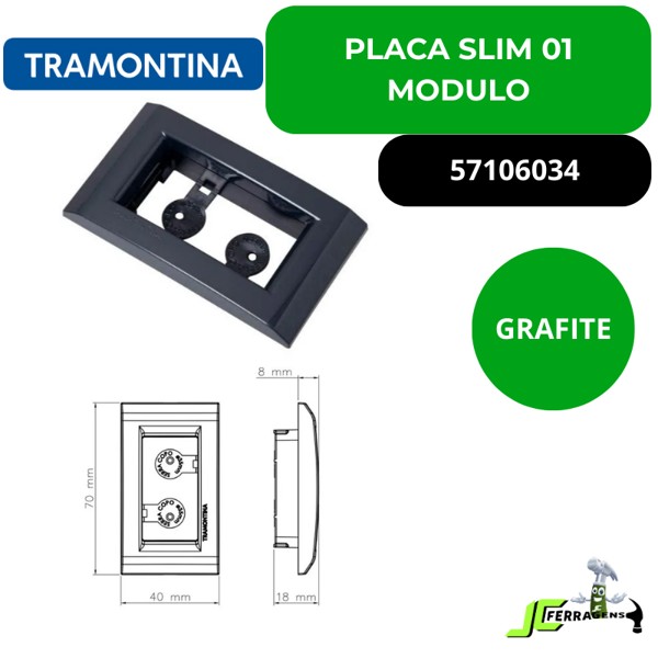 PLACA SLIM TRAMONTINA PARA 01 MODULO - GRAFITE 57106034