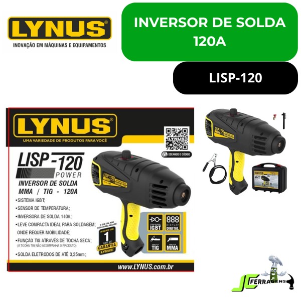 INVERSOR SOLDA PISTOLA 120A MMA LYNUS LISP-120 220V