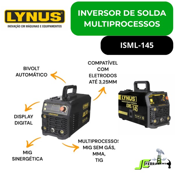 INVERSOR SOLDA 100A MULTIPROCESSOS MIG-MMA-TIG LYNUS ISML-145
