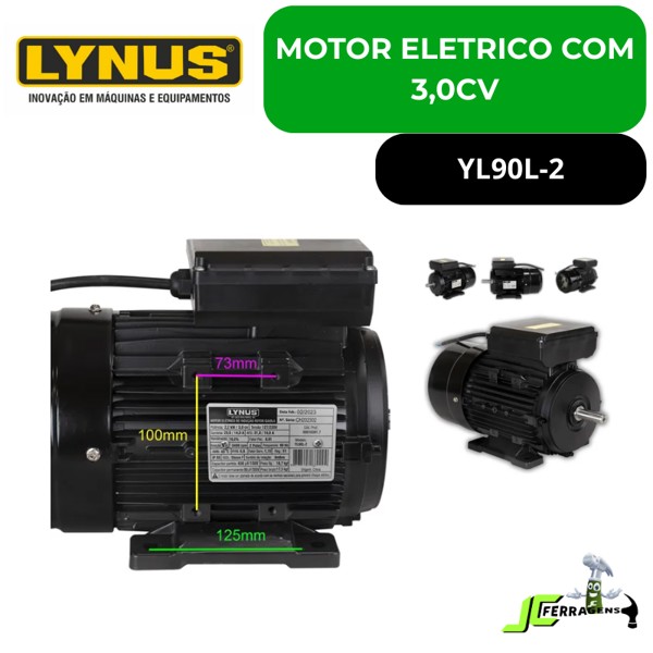 MOTOR ELETRICO MONOFASICO 3,0CV LYNUS - YL90L-2
