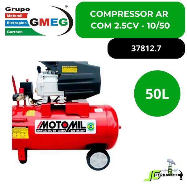 COMPRESSOR MONOFASICO 2,5HP MAM 10/50L MOTOMIL - 00037812.7 127/220V