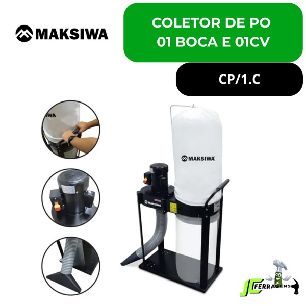 COLETOR DE PO COM 01 BOCA E MOTOR 1CV MONOFASICO MAKSIWA - CP/1.C