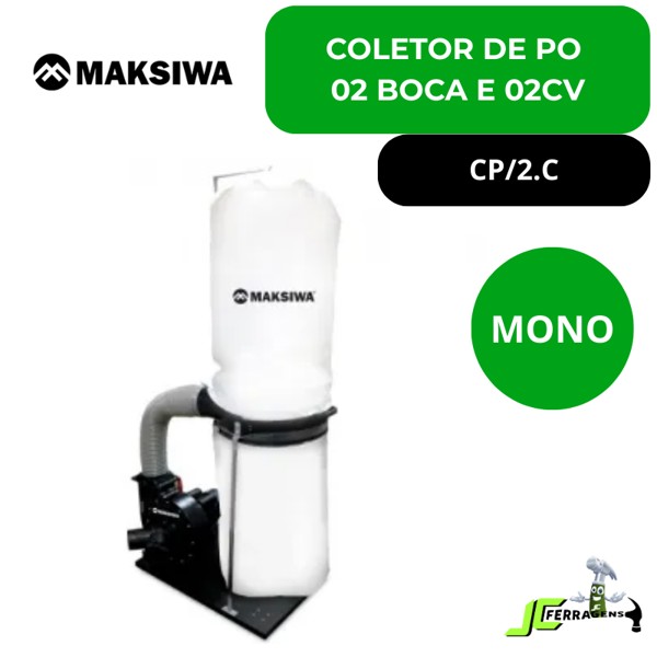 COLETOR DE PO COM 02 BOCA E MOTOR 2CV MONOFASICO MAKSIWA - CP/2.C