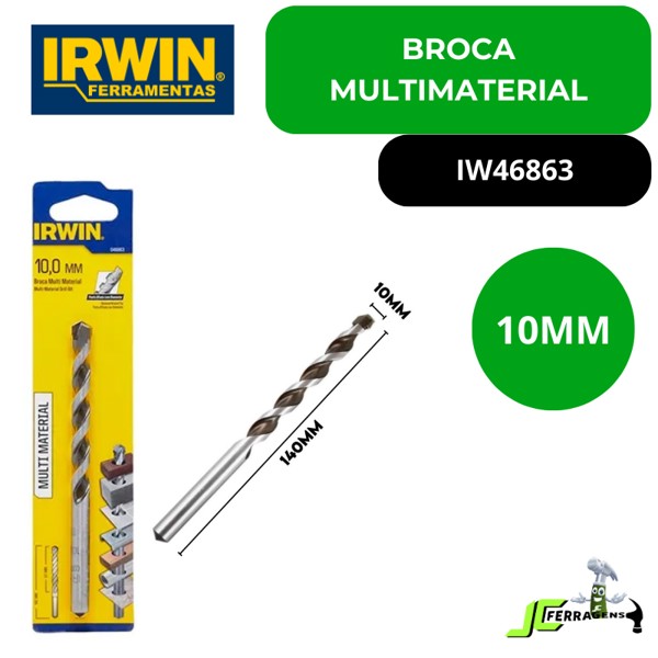 BROCA MULTI MATERIAL IRWIN DE 10MM COM 14CM - IW46863
