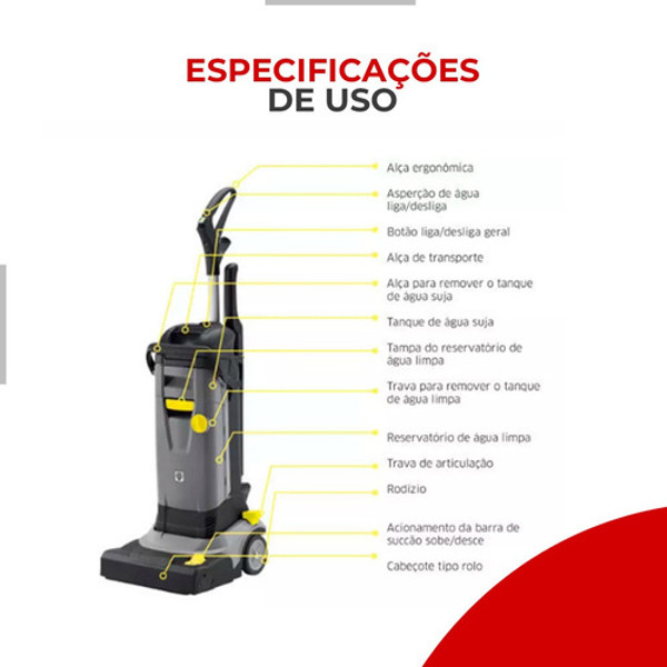 LAVADORA E SECADORA ELETRICA DE PISO COM 820W KARCHER - BR 30/4 C PROFISSIONAL - 9.398-624.0