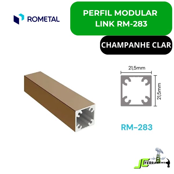 PERFIL MODULAR LINK ROMETAL RM-283 - BARRA 06 METROS - COR: BRONZE CLARO