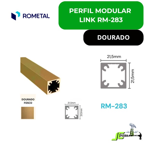 PERFIL MODULAR LINK ROMETAL RM-283 - BARRA 03 METROS - COR: DOURADO