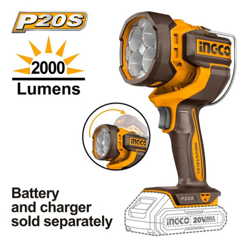 LANTERNA DE LED INGCO BATERIA 20V - 2000 LUMENS - CWLI20885