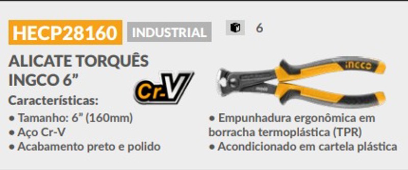 ALICATE TORQUES INDUSTRIAL INGCO 15CM 6'' -  HECP28160