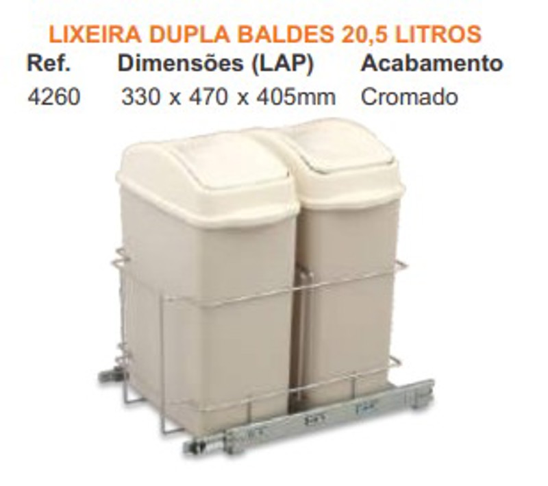 LIXEIRA DUPLA COM 19 LITROS GIOSUL - BRANCA 4260