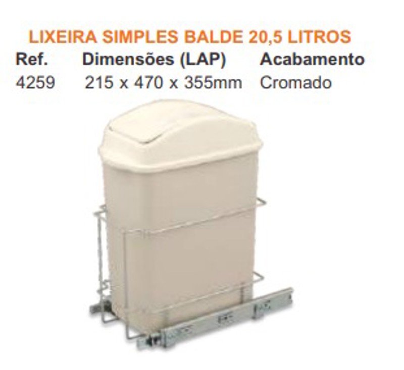 LIXEIRA SIMPLES COM 19 LITROS GIOSUL - BRANCA 4259