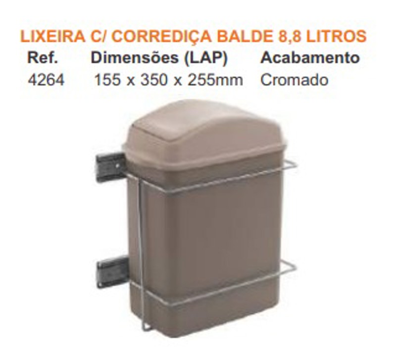 LIXEIRA SIMPLES COM 09 LITROS GIOSUL - BRANCA 4264