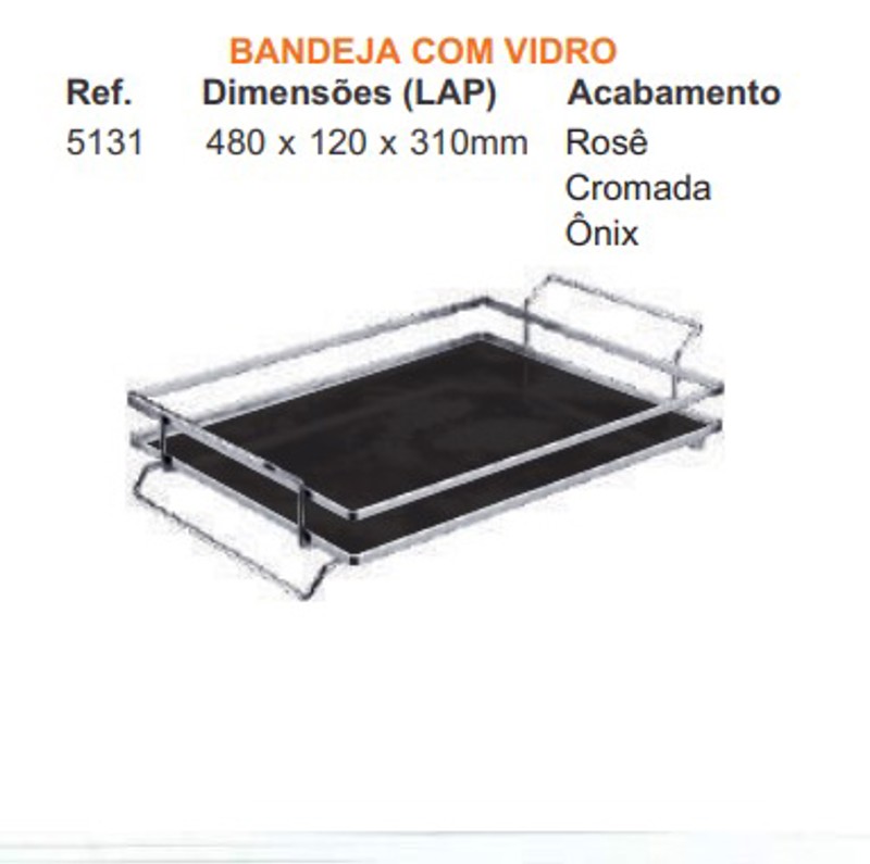 BANDEJA COM VIDRO GIOSUL - 5131 ROSE