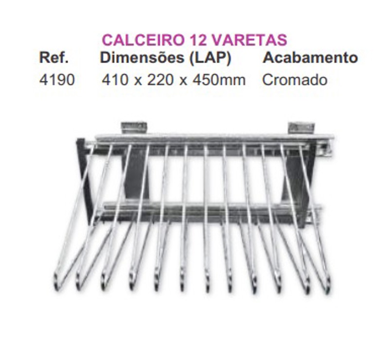 CALCEIRO COM 12 VARETAS GIOSUL 450MM - 419010