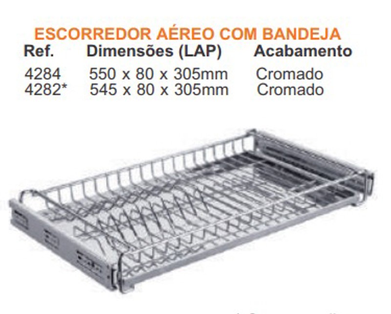 ESCORREDOR DE PRATOS DE 570MM COM CORREDICA GIOSUL - 4284