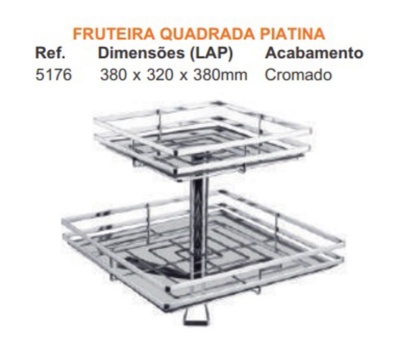 FRUTEIRA DUPLA COM VIDRO GIOSUL QUADRADA - 5176 CROMADA