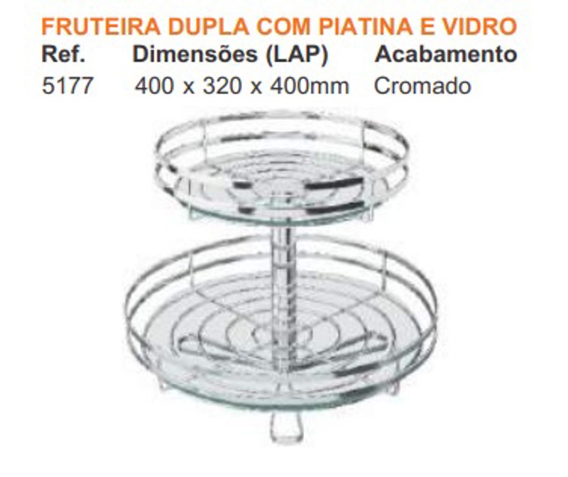 FRUTEIRA DUPLA COM VIDRO FUME GIOSUL REDONDA - 5177/40 -  ONIX