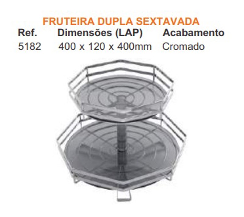 FRUTEIRA DUPLA COM VIDRO FUME SEXTAVADA GIOSUL - 5182/40 ONIX