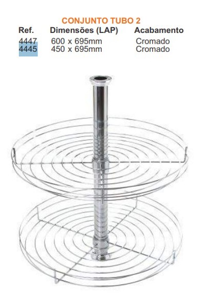 FRUTEIRA GIRATORIA DE 450MM COM 02 CESTOS GIOSUL - 4445 CROMADA