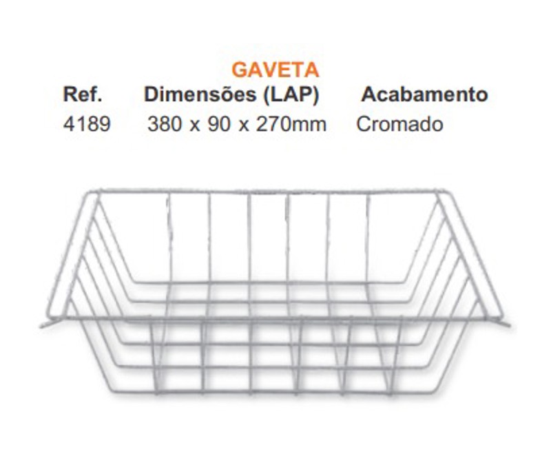 GAVETA ARAMADA MENOR COM CORREDICA 380X270MM GIOSUL - 4189