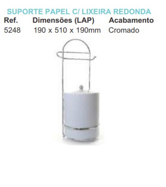 LIXEIRA REDONDA COM SUPORTE DE PAPEL GIOSUL - 5248