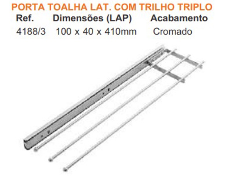 PORTA PANO DESLIZANTE COM 03 VARETAS 41CM 35X110MM GIOSUL - 41883