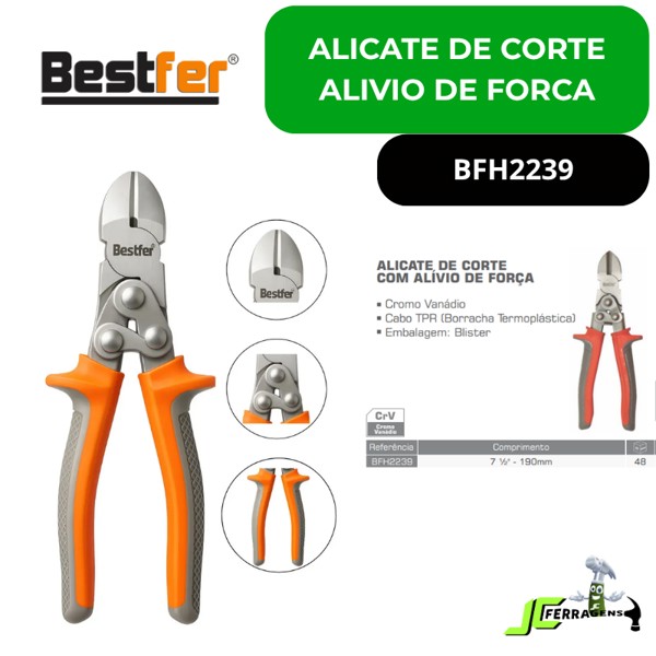 ALICATE DE CORTE COM ALIVIO DE FORCA 7'' BESTFER - BFH2239 