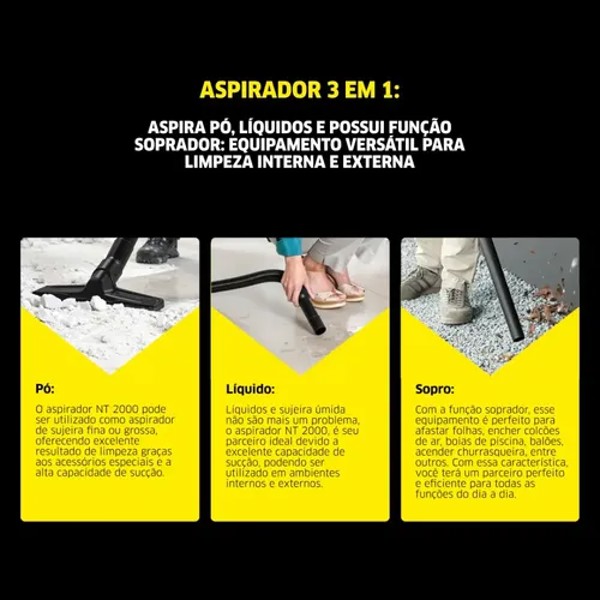 ASPIRADOR DE PO E AGUA ELETRICO COM 1400W KARCHER - NT 2000 220V