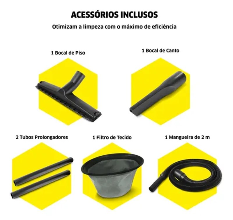ASPIRADOR DE PO E AGUA ELETRICO COM 1400W KARCHER - NT 2000 220V