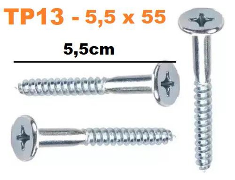 PARAFUSO PARA MADEIRA PHILIPS PANELA - 5,5X55 TP13 - QUANT: CAIXA COM 25 UNIDADES 