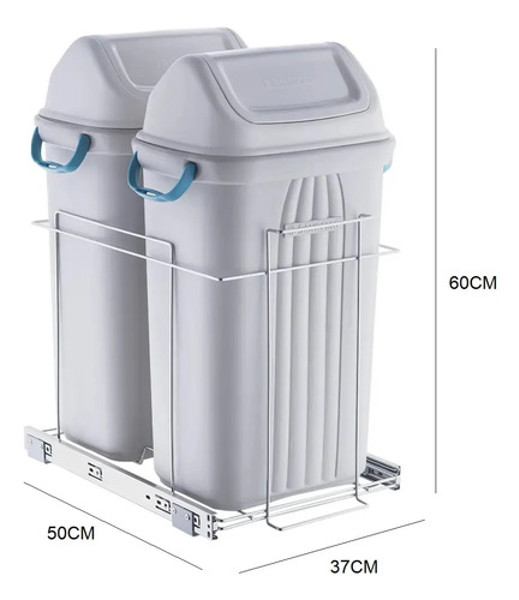 LIXEIRA DUPLA COM 30 LITROS SCHMITT (A600 x L370 x P500) CROMADA - 2703