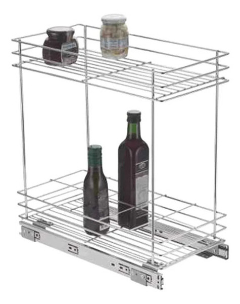 PORTA LATA E GARRAFAS BASE DUPLO COM CORREDICA SCHMITT (A482 x L230 x P455) CROMADO - 2057
