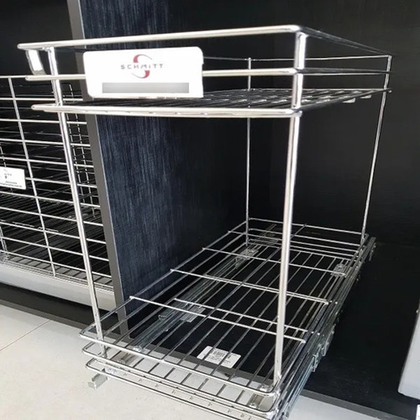 PORTA LATA E GARRAFAS BASE DUPLO COM CORREDICA SCHMITT (A482 x L230 x P455) CROMADO - 2057