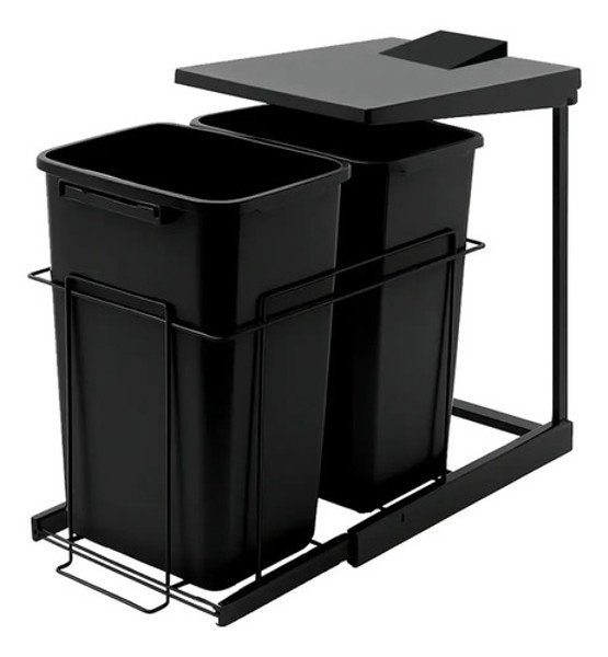 LIXEIRA DUPLA COM 15 LITROS E TAMPA FIXA SCHMITT (A510 x L375 x P460) PRETA - 0790 