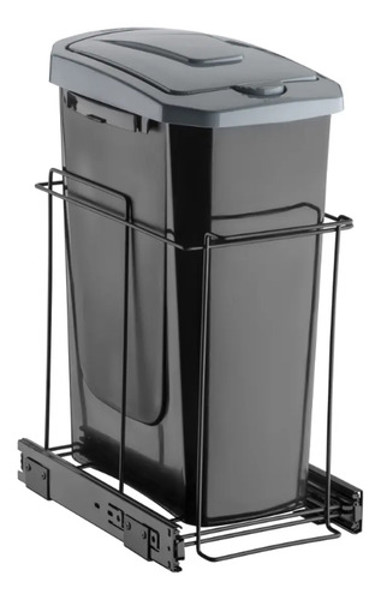 LIXEIRA SIMPLES SLIM COM 15 LITROS SCHMITT (A470 x L230 x P340) PRETA - 2716