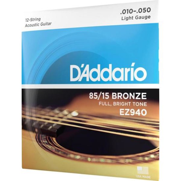 Encordoamento Violão Aço 12 Cordas .010-.050 85/15 Bronze EZ940 D Addario